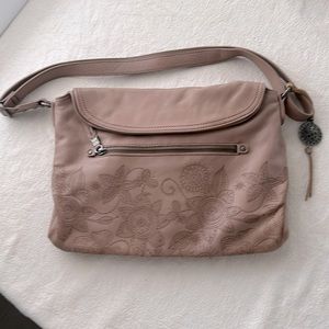 The Sak Floral Accent Taupe Shoulder Bag